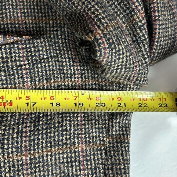 Vintage Mens Austin Grey Wool Sport Coat Houndstooth Black Tan Two Button 42R - Picture 12 of 12